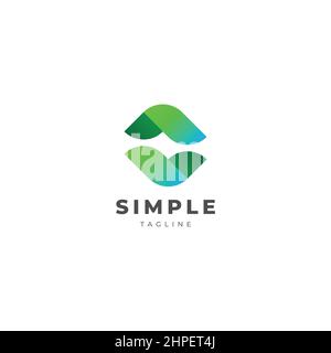 Abstract Dynamic Leaf Linked Logo Design Template Stock Vector