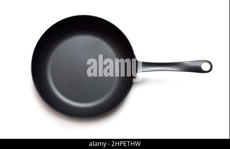 Carbon steels frying pan, frypan, or skillet. Isolated on white background. Stock Photo