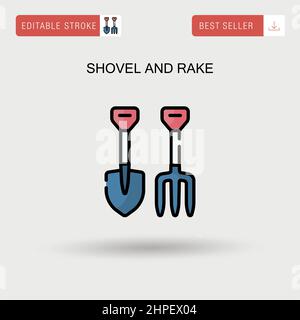 Shovel and rake Simple vector icon. Stock Vector