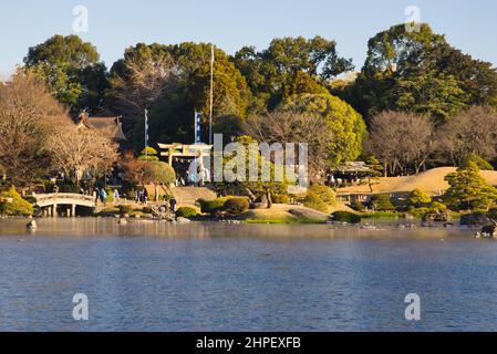 Izumi Shrine in Suizenji Jojuen Garden, New Year's Day, Kumamoto Prefecture, Japan Stock Photo