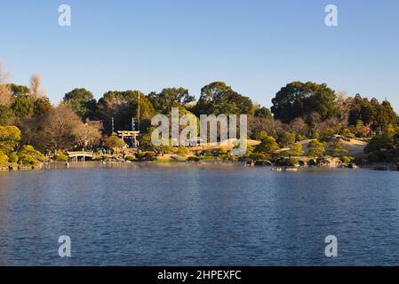 Izumi Shrine in Suizenji Jojuen Garden, New Year's Day, Kumamoto Prefecture, Japan Stock Photo