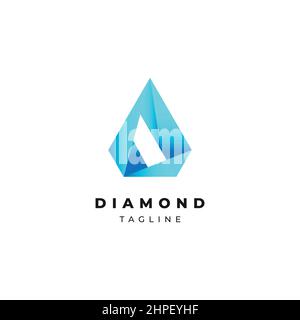 Abstract Blue Geometric Diamond Cut Shape Company Logo Design Template Stock Vector