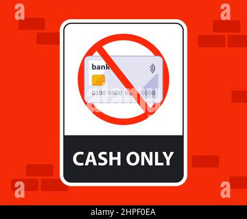 sticker payment in the store only in paper money. flat vector illustration. Stock Vector