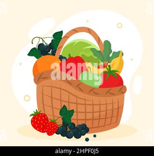 Nature food in basket Stock Vector