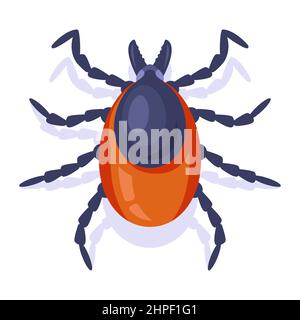 forest encephalitis tick on a white background. insect dangerous to humans. flat vector illustration. Stock Vector