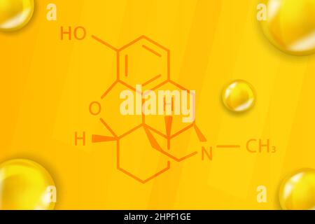 Desomorphine chemical formula. Desomorphine 3D Realistic chemical molecular structure Stock Vector