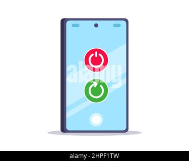 icon to restart or turn off the smartphone. flat vector illustration. Stock Vector