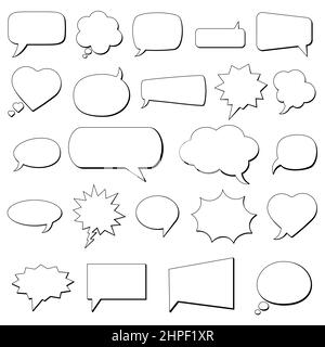 Speech bubbles set. Vector illustration of a variety of speech cartoon dialog balls isolated on a white background. Stock Vector