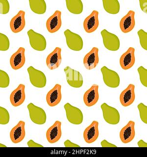 Seamless pattern with papaya, vector illustration Stock Vector