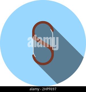 Alpinist Double Sided Carabine Icon. Flat Circle Stencil Design With Long Shadow. Vector Illustration. Stock Vector