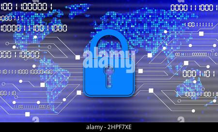 Security technology concept - padlock binary code information ...