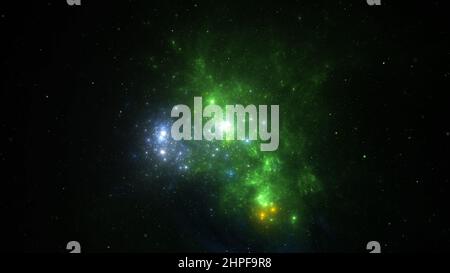 Panorama Space scene with planets, stars and galaxies. Banner template. Many Nebulae and galaxies in space, many light years away. Deep Universe. Larg Stock Photo