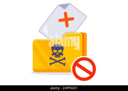 folder on the computer with prohibited files. flat vector illustration. Stock Vector