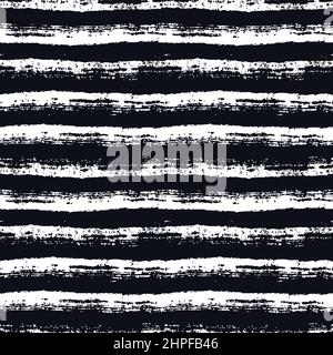 Abstract seamless pattern with paint brush lines. Black and white striped background with grunge stripes. Vector texture. Stock Vector