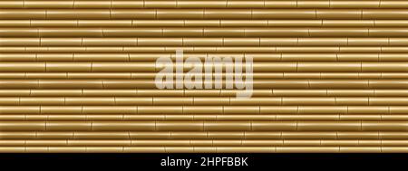 Brown bamboo wall texture. Seamless pattern with horizontal tree sticks. Vector cartoon background with tropical plant stems. Japanese or chinese cane wall or mat Stock Vector