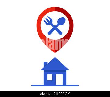 mark on the house. dine and order food at home. flat vector illustration. Stock Vector