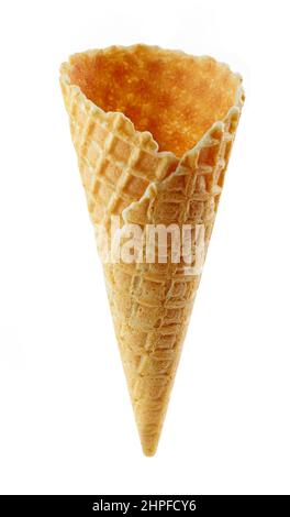 empty ice cream waffle cone isolated on white background Stock Photo