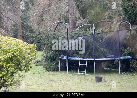 Hambledon Road, Godalming. 21st February 2022. High winds across the Home Counties again today as Storm Franklin made landfall. Storm damage in Godalming in Surrey. Credit: james jagger/Alamy Live News Stock Photo