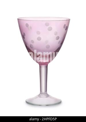 Front view of empty retro wine glass isolated on white Stock Photo