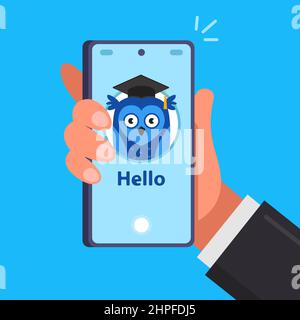 phone app for online learning. smart application on a smartphone. flat vector illustration. Stock Vector