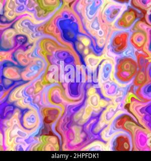 Seamless pattern with colorful wavy and swirly lines. Imitation agate stone texture. Multicolored bright colorful lines. Abstract color mixing Stock Photo