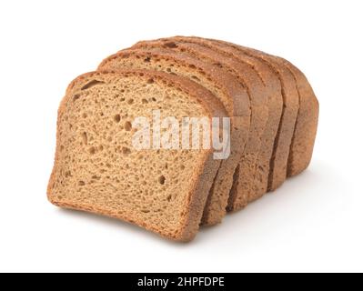 Freshly baked sliced rye bread isolated on white Stock Photo