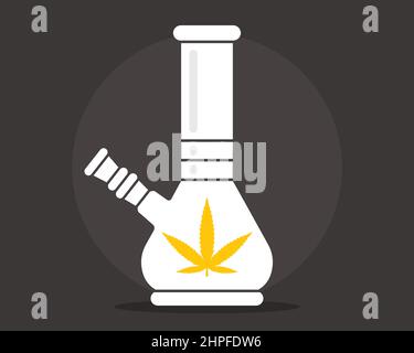bong flat illustration. emblem of marijuana. vector illustration Stock Vector