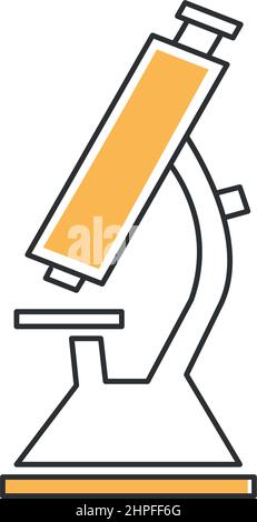 Stylish thin line icon of a microscope on a white background - Vector illustration Stock Vector