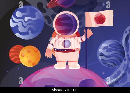 Spaceman on planet Stock Vector