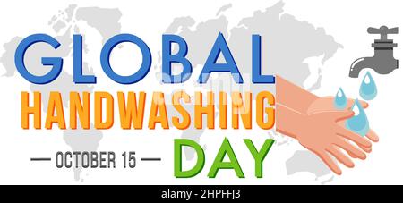 Global Handwashing Day Banner Design illustration Stock Vector
