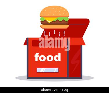thermal bag for delivering hot food from a cafe. carrying food to the client. flat vector illustration. Stock Vector