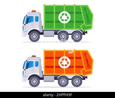 special equipment for transporting municipal waste to a landfill. flat vector illustration Stock Vector