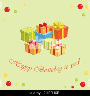 light green vector background with gifts - Happy birthday to you Stock Vector