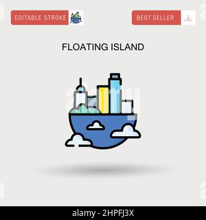 Floating island Simple vector icon. Stock Vector