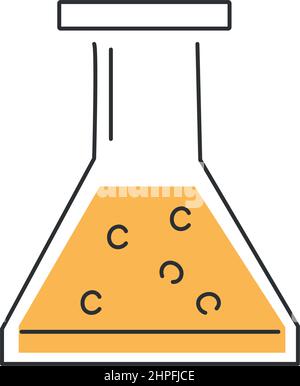 Stylish thin line icon of a test tube on a white background - Vector illustration Stock Vector