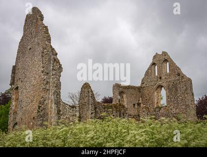 the ruined remains of the Benedictine Boxgrove Priory at Boxgrove near Chichester, Sussex, England, UK, on a grey overcast day Stock Photo