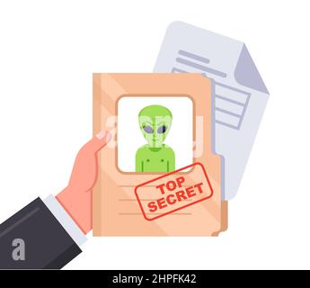 declassified data on aliens. documents about extraterrestrial civilizations. flat vector illustration. Stock Vector
