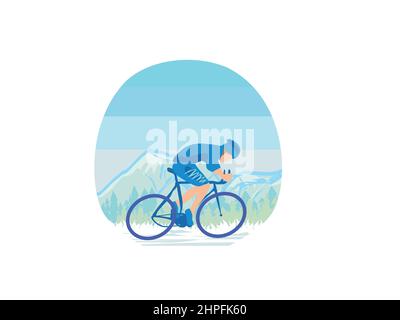 Cycling race in the mountains - abstract illustration with a mountain biker Stock Vector