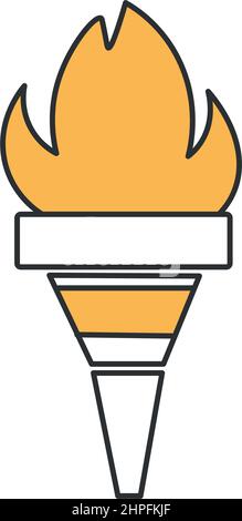 Stylish thin line torch icon isolated on white background - Vector illustration Stock Vector