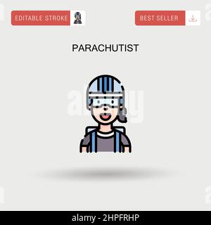 Parachutist Simple vector icon. Stock Vector
