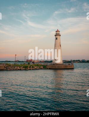 The Milliken State Park Lighthouse, in Detroit, Michigan Stock Photo