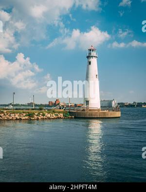 The Milliken State Park Lighthouse, in Detroit, Michigan Stock Photo