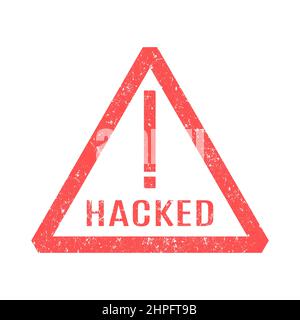 Hacked icon is a triangular rubber stamp isolated on a white background. Flat style, vector illustration. Stock Vector