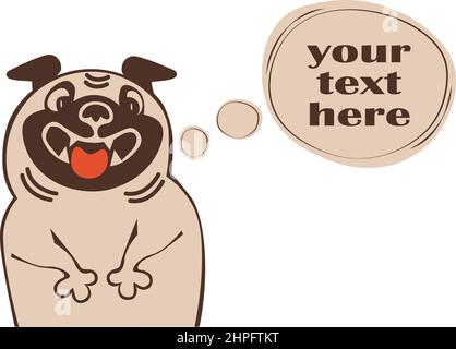 Speech bubble for a quote with funny pug dog upper body part Stock Vector