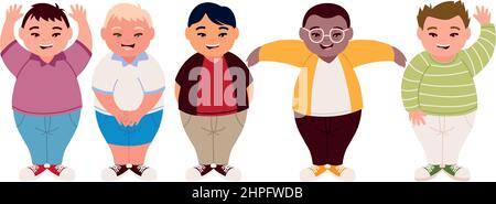 set of boys with down syndrome Stock Vector