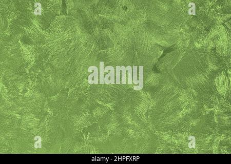 Texture of green decorative plaster or concrete. Abstract grunge background for design. Stock Photo