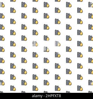 Vector barrel oil pattern with various icons. Stock Vector