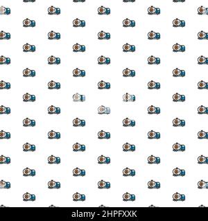 Vector fuel truck, car with oil tank, water transfer pattern with various icons. Stock Vector