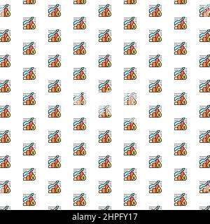 Vector oil price chart pattern with various icons. Stock Vector
