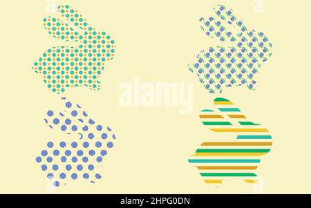 Cute Easter Bunnies.Happy Easter.Set.Pattern seamless Stock Vector